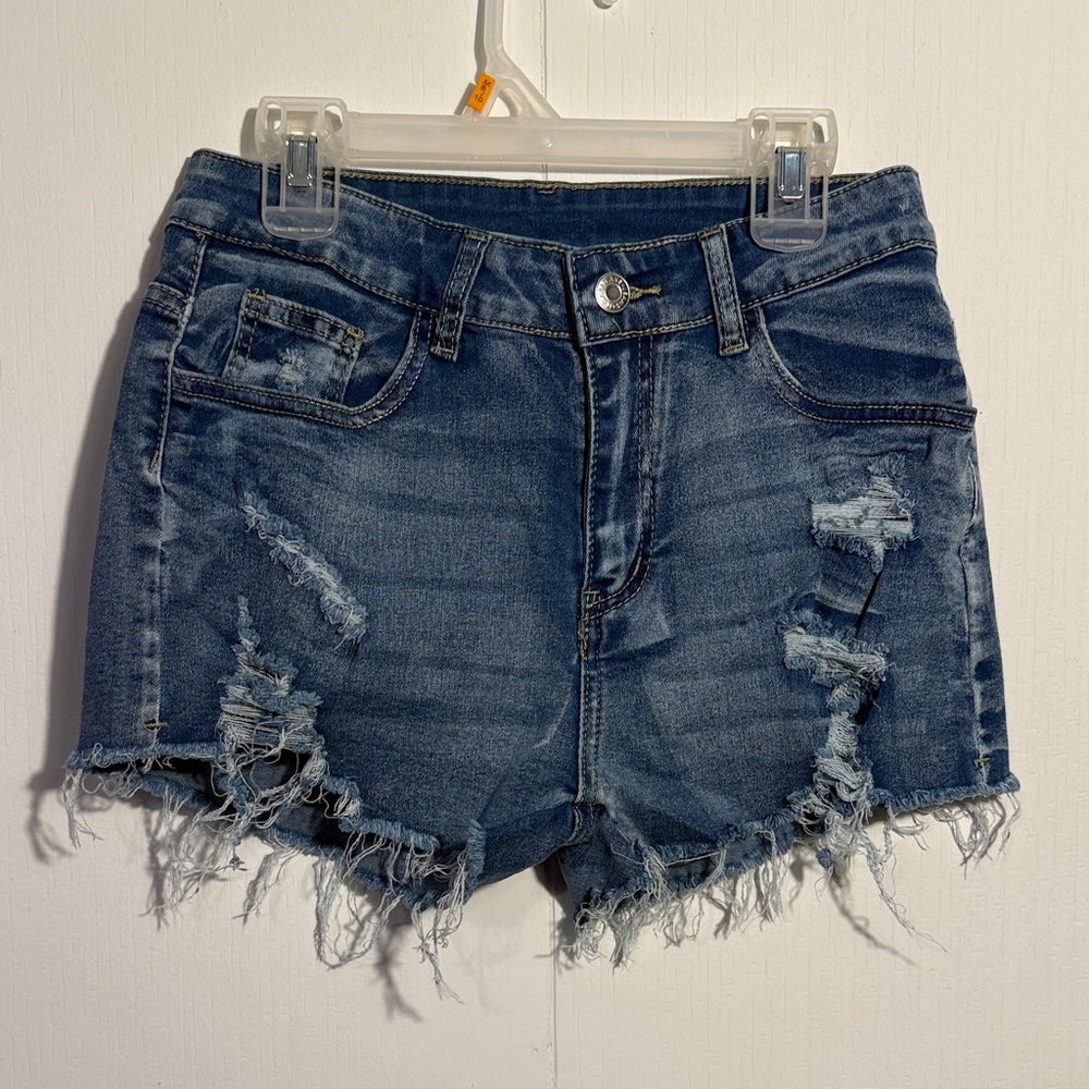 SHEIN Blue Distressed Jean Shorts